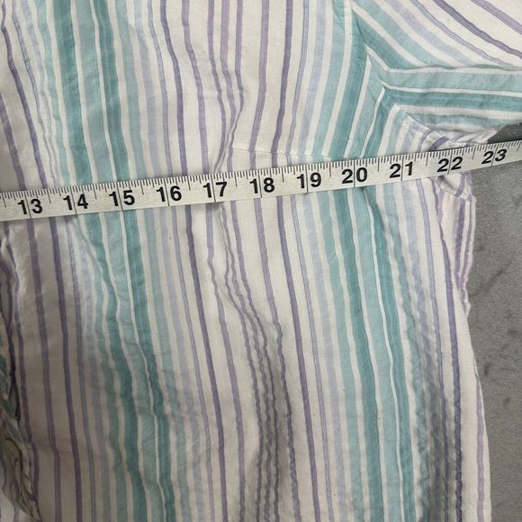 CJ Banks Womens Button Up Striped Blouse Top 1X Purple Teal 3/4 Sleeve - Picture 8 of 11